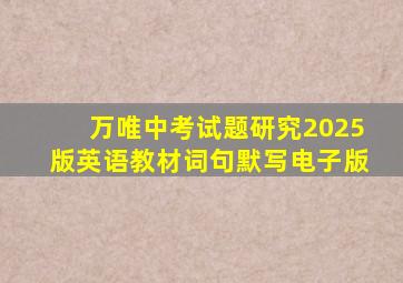 万唯中考试题研究2025版英语教材词句默写电子版