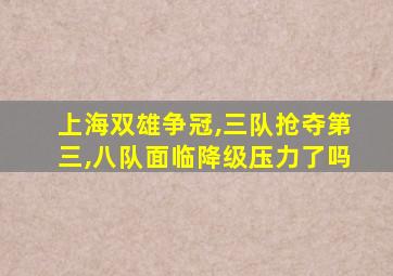 上海双雄争冠,三队抢夺第三,八队面临降级压力了吗